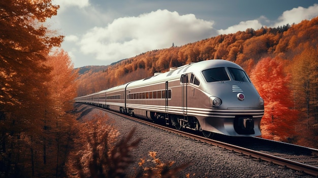 Una foto de un elegante tren moderno de plata