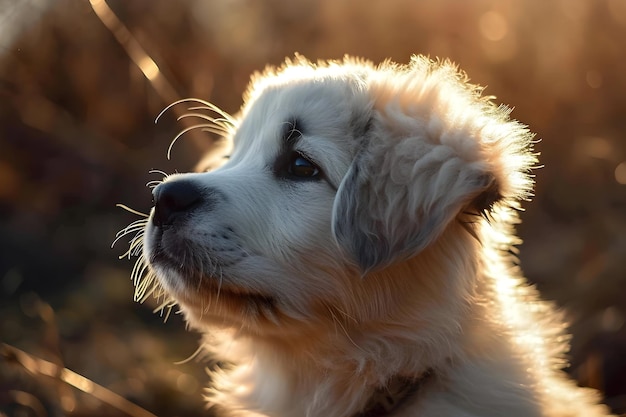 Foto em close-up de um cachorrinho branco de pelo curto