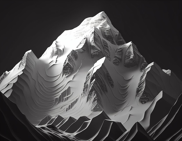 Foto em preto e branco de uma montanha generativa ai