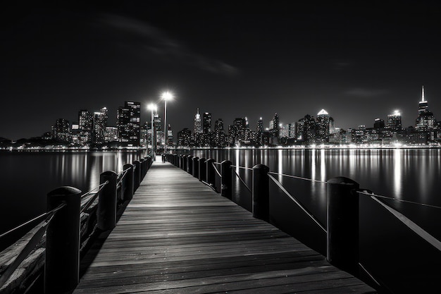 Foto em preto e branco do horizonte de chicago no estilo de paisagens realistas