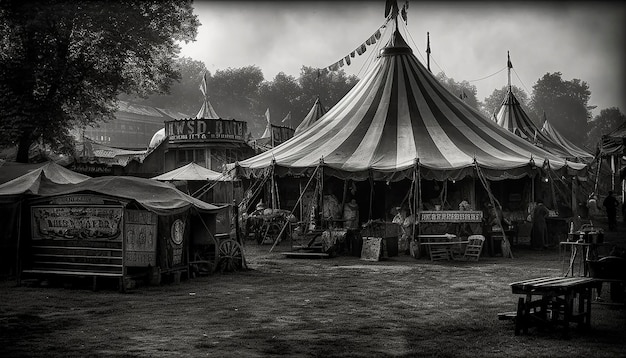 FOTO EM PRETO E BRANCO DO VELHO CIRCO