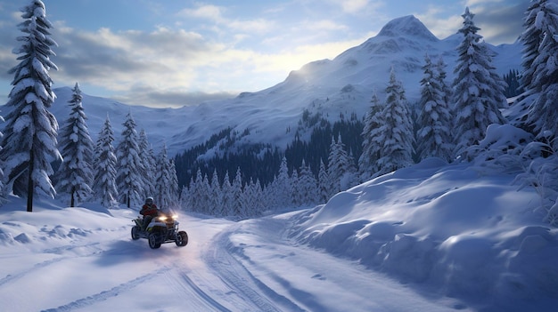 Una foto de una emocionante aventura en moto de nieve.