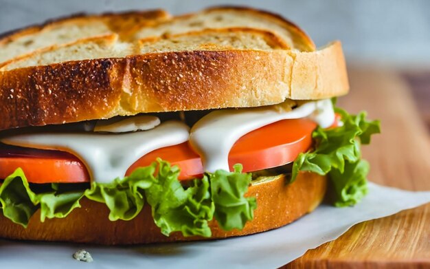 Foto Un encuentro cercano con un delicioso sándwich