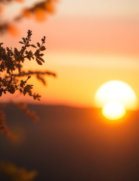 Foto de enfoque de la puesta de sol sobre un acogedor fondo borroso durante la noche