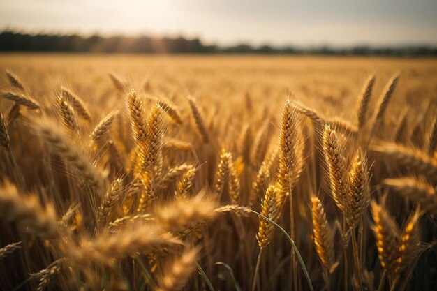 Foto foto de enfoque selectivo de un poco de trigo en un campo