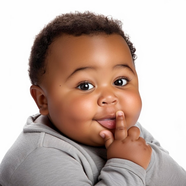 Foto engraçada de um bebê recém-nascido fazendo um gesto engraçado