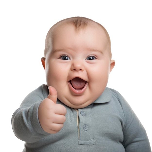 Foto engraçada de um bebê recém-nascido fazendo um gesto engraçado