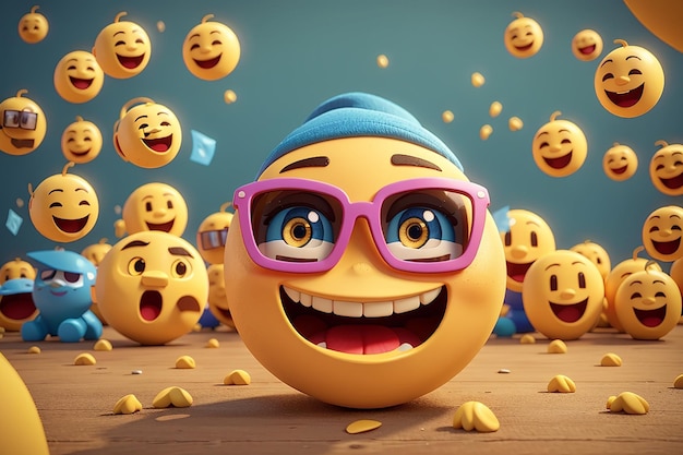 Foto engraçado emoji conceito ilustração 3d estilosad emoji emoji feliz