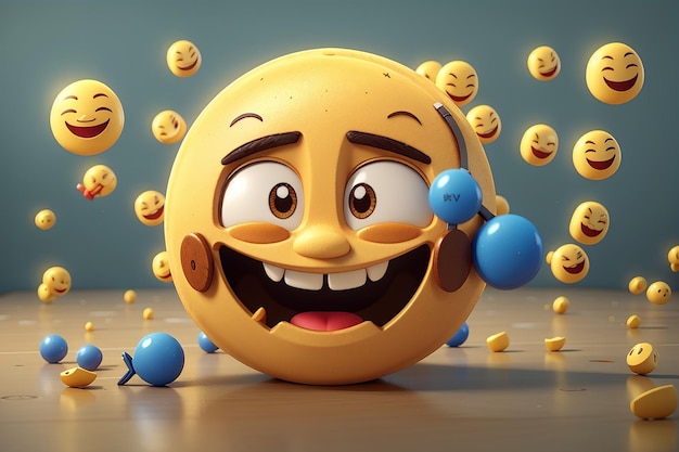 Foto engraçado emoji conceito ilustração 3d estilosad emoji emoji feliz