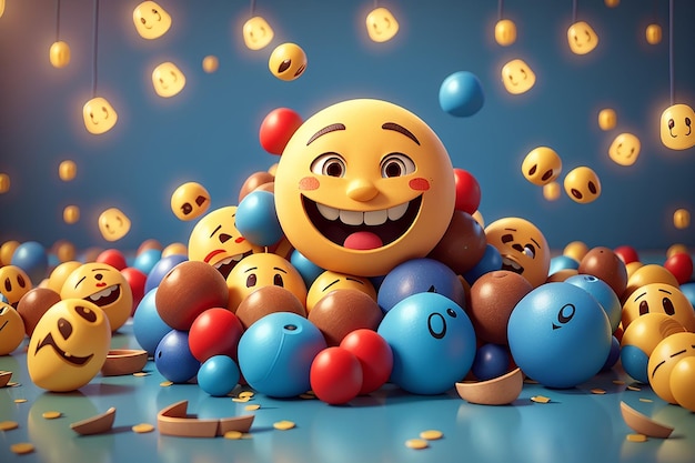 Foto engraçado emoji conceito ilustração 3d estilosad emoji feliz emoji