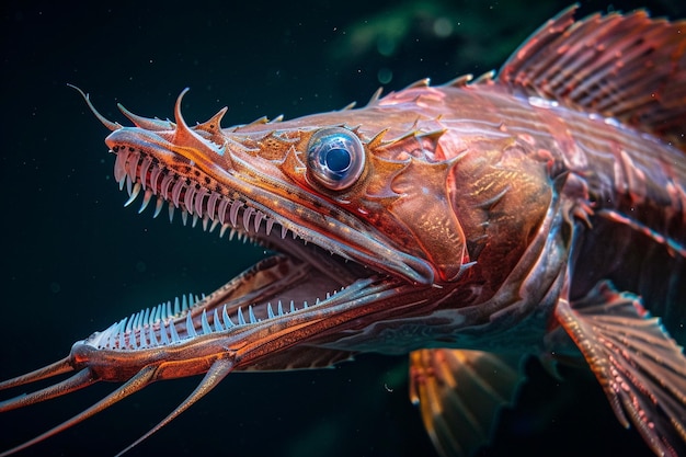 Foto enigmática de um peixe-dragão de águas profundas