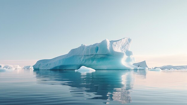 Foto de un enorme iceberg flotando con gracia en la vasta extensión del océano