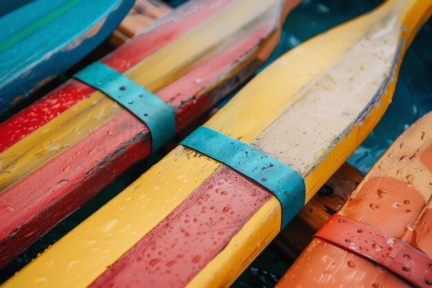 Foto foto del equipo de actividades deportivas temáticas de rowing oars