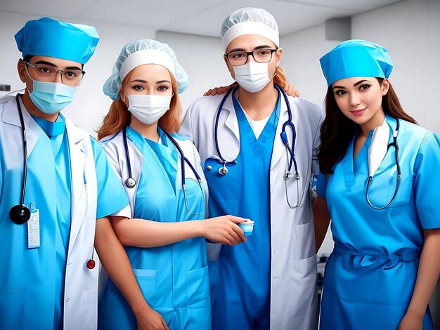 Foto foto de un equipo médico exitoso con una sonrisa