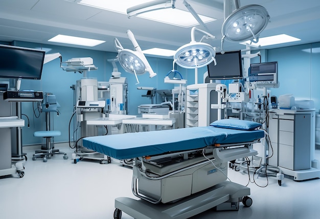 Foto del equipo moderno en la sala de operaciones del hospital