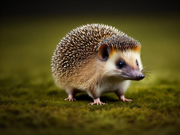 Foto de un erizo de pie en un campo