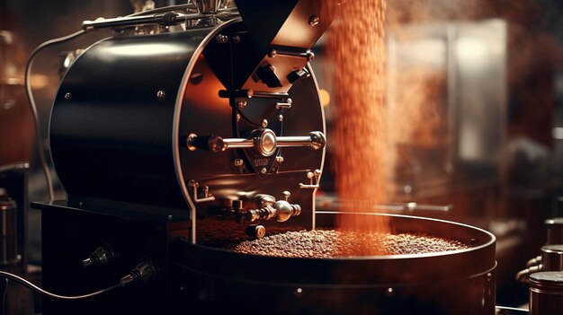 Una foto del escape de una máquina tostadora de café.