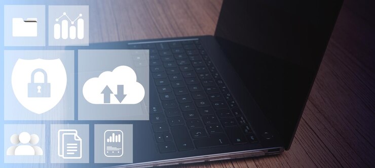 Foto foto de escritorio de banner con iconos de documentos de gestión para el concepto de sistema de gestión de datos dms