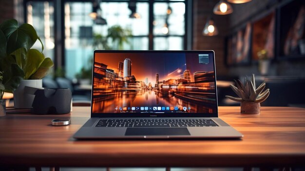 Una foto de un escritorio ordenado con una computadora portátil abierta