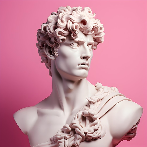 Foto escultura griega antigua 3d abstracto en rosa generativo ai