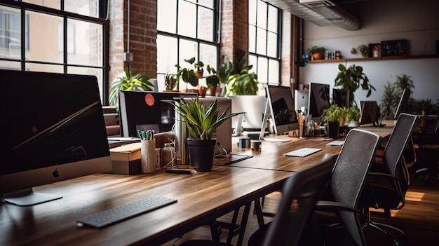 Una foto de espacio de trabajo empresarial minimalista