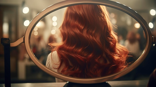 Foto una foto de un espejo de salón que refleja un cabello hermoso