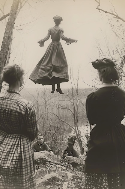 Foto espeluznante de 18901900 Levitación durante un aquelarre de brujas