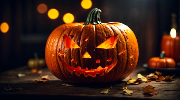 Foto espeluznante talla de calabaza de halloween