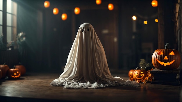 Foto espeluznante talla de calabaza de halloween