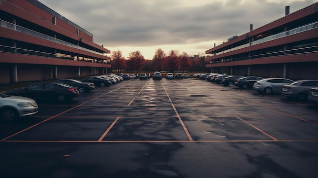 Una foto de un estacionamiento del hospital sin coches