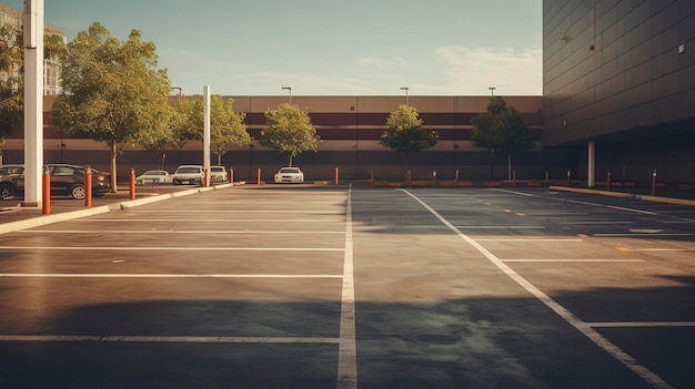 Una foto de un estacionamiento del hospital con espacios vacíos