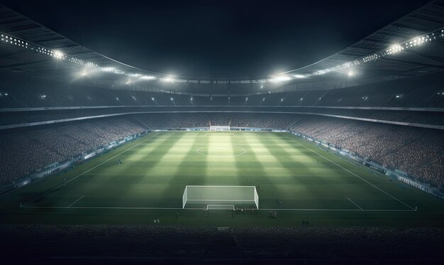 Foto de un estadio de futbol de noche El estadio fue realizado en 3d sin usar las referencias existentes