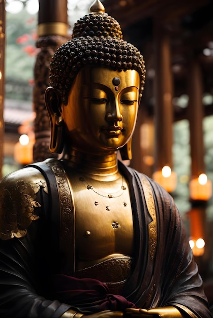 foto de la estatua de buda en el antiguo templo de Japón