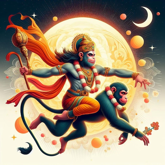 Foto estátua do senhor Hanuman ji face generative ai