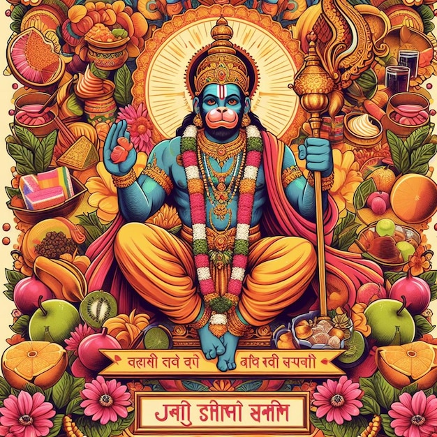 Foto foto estatua del señor hanuman ji cara generativa ai