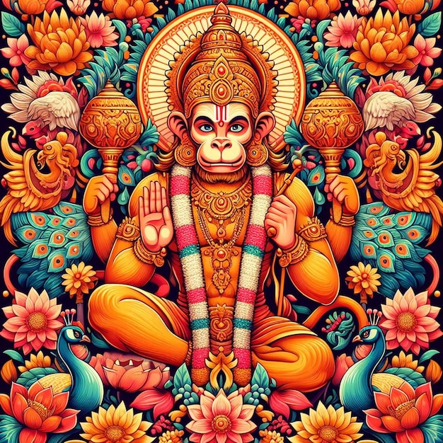 Foto estatua del señor Hanuman ji cara generativa ai