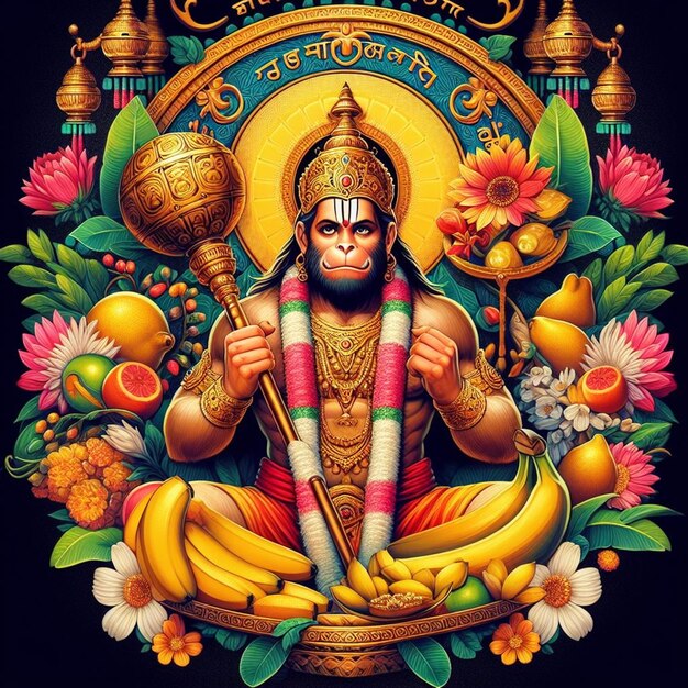 Foto estatua del señor Hanuman ji cara generativa ai