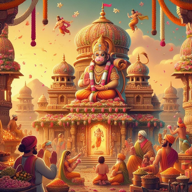 Foto estatua del señor Hanuman ji cara generativa ai