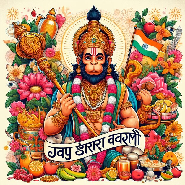 Foto estatua del señor Hanuman ji cara generativa ai