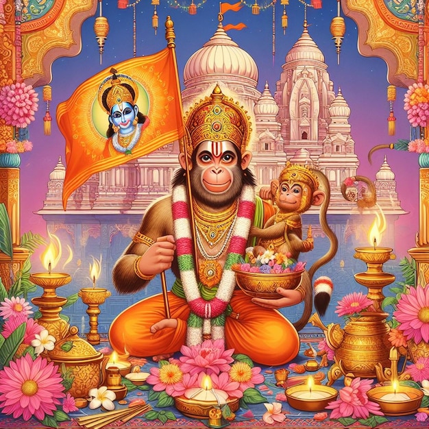 Foto estatua del señor Hanuman ji cara generativa ai