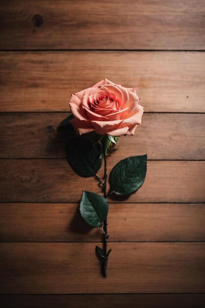 Foto foto estética de la flor yacía plana sobre la vista superior de la mesa de madera