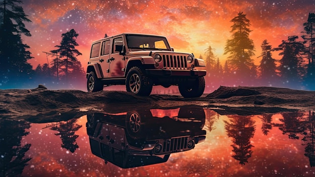 Foto de estilo de doble exposición de Jeep Wrangler