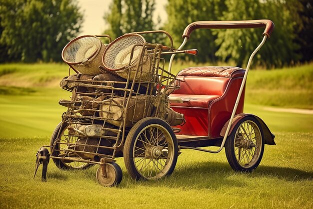 Foto foto de estilo vintage de bolas y equipos de golf antiguos