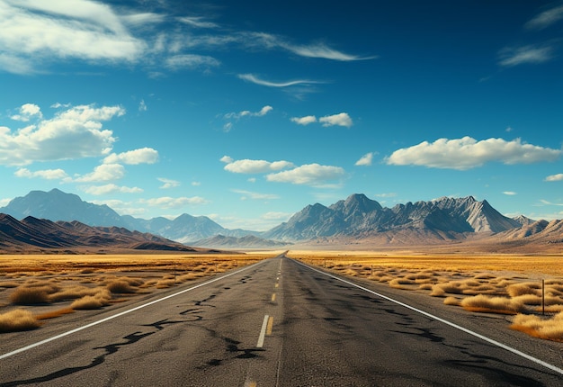 Foto estrada céu claro deserto montanhas paisagem imagem realista ultra hd design alto muito detalhado