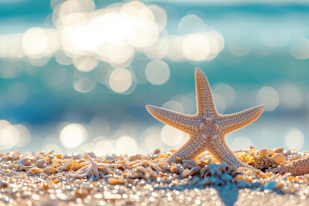 foto de estrella de mar en verano playa soleada en el océano