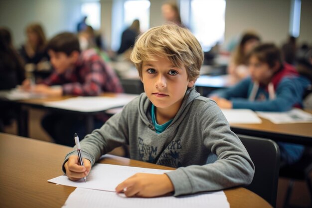 Foto de un estudiante de escuela primaria