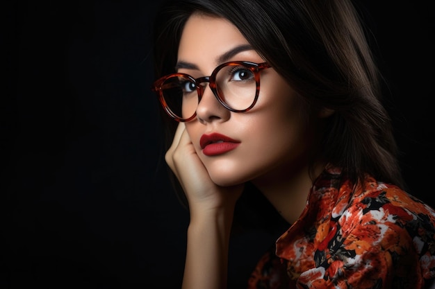 Foto de estudio de una hermosa joven posando con gafas