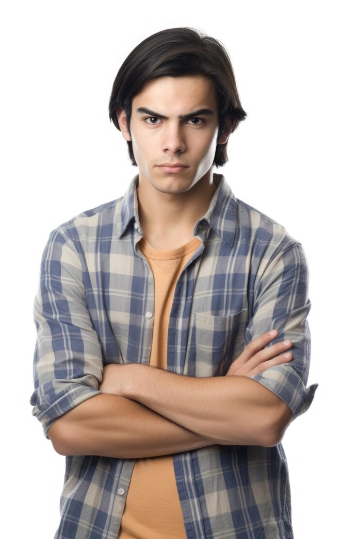 foto de estudio de un joven confiado aislado en blanco creado con ai generativa