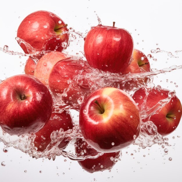 Foto de estudio de manzana en fondo blanco.