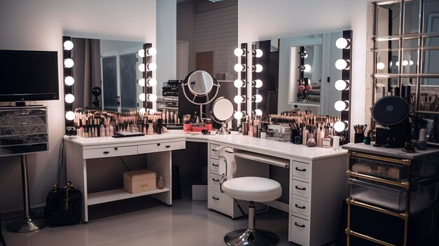 Una foto de un estudio de maquillaje organizado